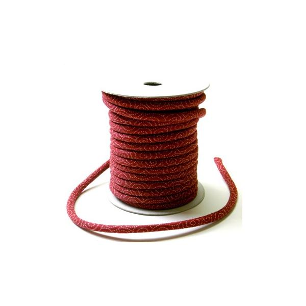 ■表地：綿100%　■中芯：アクリル100% ※10cm単位で販売、価格は10cm分です。数量は10cm単位で入力して下さい(例:1m購入なら数量10) ●小紋柄のコットン生地が丸ひもになりました。えんじに白の柄は品が良いです。●中の芯（ア...