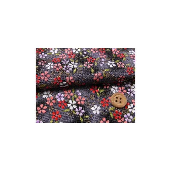 ちりめん生地・おぼろ桜(黒) 10cm単位 切り売り