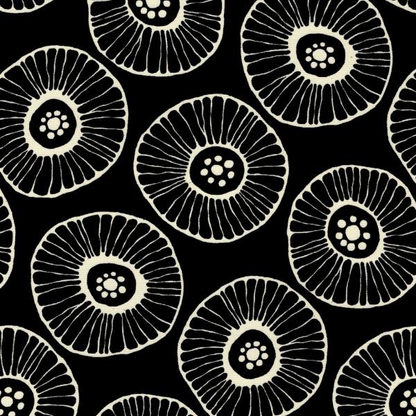 FUWARI 染布 オックス Like Flowers ブラック地 6色 1m単位 生地 布