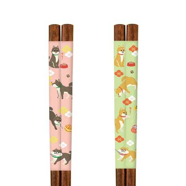 かわいい黒柴、柴犬柄のお箸です。食洗器にも対応しています。PP袋に入れて郵送させて頂きます。寸法:各22.5cm材質：天然木塗装：ポリエステルウレタン塗装品質：日本製メーカー：サンライフ