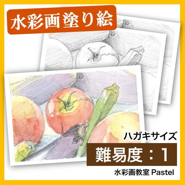 ハガキ塗り絵 水彩 静物画 夏野菜 淡彩 3515 水彩ぬり絵通販 通販 Yahoo ショッピング