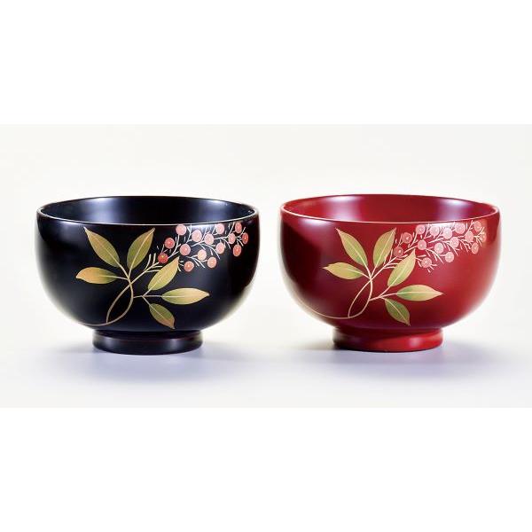ペア椀 和食器 夫婦椀 木製 会津漆器 3.8 南天 布袋型 黒 朱 漆 ペア椀 和食器 夫婦椀 木製 会津漆器 3.8 南天 布袋型 黒 朱 漆