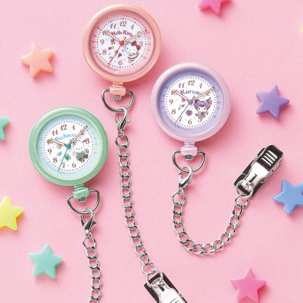 かわいいサンリオキャラクターズのナースウォッチ人気のサンリオキャラクターといつも一緒♪甘めの世界観がかわいいナースリーオリジナルのナースウォッチです。・ケースはパールカラー×ペールトーンのガーリーデザインに！・ピンクゴールドにした数字の色で...