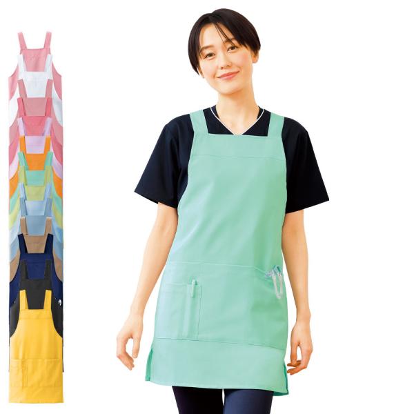 サイズ・カラバリも充実!軽量セミミドル丈エプロン大人気のNEWショート丈エプロンにセミミドル丈。座っても太もも部分まであるので、お仕事中も安心です。・快適さらりタッチ生地を使用・ナースリーだからこそ実現できた、うれしいハピプラ♪・防シワ／U...