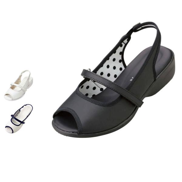 甲ベルトで歩きやすく内側ドットと配色がエレガントなサンダル内側ドット×バイカラーのおしゃれサンダルです。・内側のドット柄×バイカラー使いがおしゃれ♪・軽量約120g（片足Mサイズ）・ゴム付バックベルトで脱ぎ履き楽々●適応サイズ(cm/約)　...