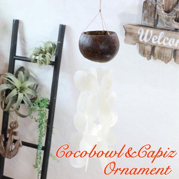 ハワイアン雑貨 ココボウル＆カピス オーナメント 貝 シェル 貝殻