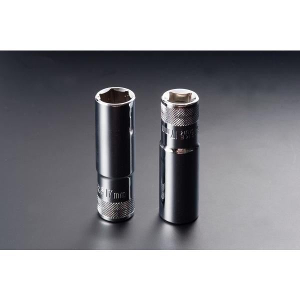 ★17HEXロングソケットレンチ全長77mm・最外径24mm・差込角12.7sq●ホイール脱着時の手締め作業もとても楽になります！●滑り止めにローレット加工を施しました
