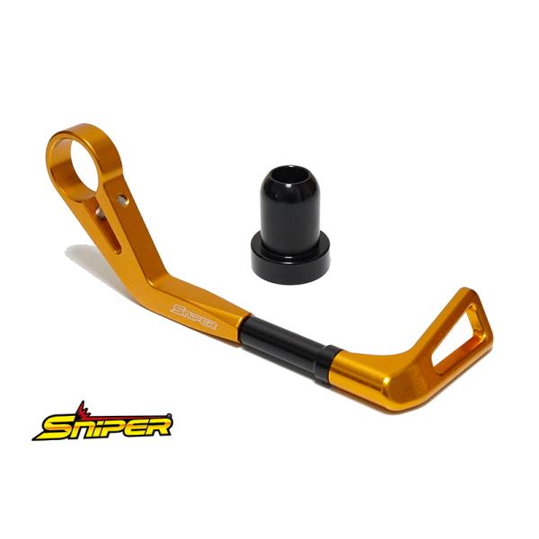 アルミ製ブレーキレバーガード カワサキ車用 SNIPER スナイパーカワサキ車 M8ボルトのハンドルバーに対応ガード部分は長さ調整が可能 調整長 約130mm-145mmMFJの競技規則に対応セット内容ブレーキレバーガード 1個専用バーエン...
