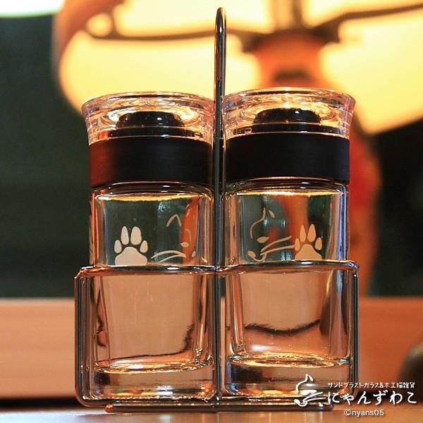 猫柄スパイスポット2個セット（キャップ＆ラック付）SP-12 / ねこ雑貨 