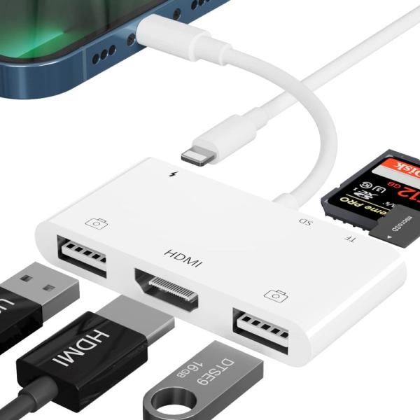 i-Phone HDMI 変換アダプタ lightn-ing USB 変換 アダプタ i-Phone/i-Pad USBカメラアダプタ デュ