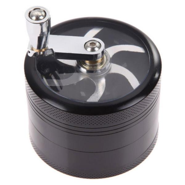研磨器 グラインダー 金属 手回し タバコ 研ぐ器 刻み ミキサー ミル パイプ (ブラック)