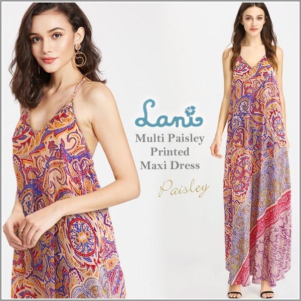 マキシワンピース ワンピース マキシ レディース マキシワンピ ペイズリー プリント ドレス 夏 リゾート 大人 上品 ロング Lani 51 Lansh ランシュ 通販 Yahoo ショッピング