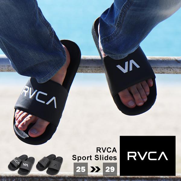 [RVCA] ルーカ新作 ロゴ入りサンダル RVCA ルーカ サンダル メンズ スリッパ 黒 ブラック ロゴ