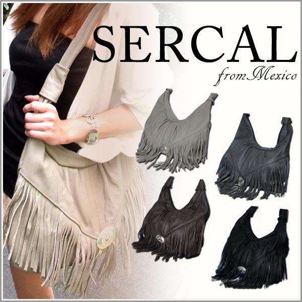 サーカル SERCAL レザー フリンジ バッグ 三日月型 フリンジバッグ