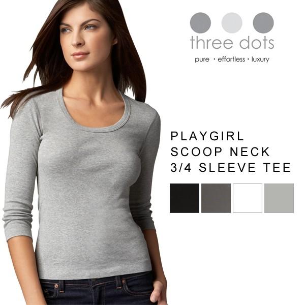 Three Dots スリードッツ レディース Tシャツ スクープネック 七分袖 Uネック カットソー ベーシック 定番 トップス Three03 Lansh ランシュ 通販 Yahoo ショッピング