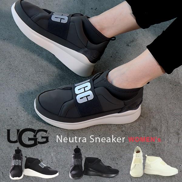 UGG ニュートラ スニーカー レディース スリッポン アグ ロゴ プリント Neutra Sneaker 1095097 ブラック チャコール  ホワイト