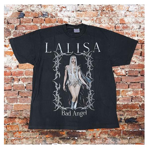 ANYMA × LISA BAD ANGEL Tシャツ (ブラック) Lサイズ Anyma × LISA Tシャツ Bad Angel 堕天使 コラボTシャツ フォトT