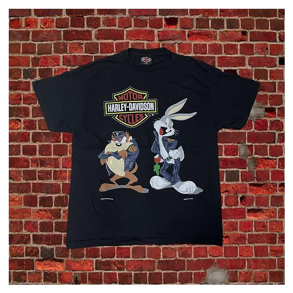 Harley-Davidson / ハーレーダビッドソン × Warner Bros / ワーナーブラザース Tシャツ バッグスバニー＆タズマニアンデビル XL 黒 両面プリント