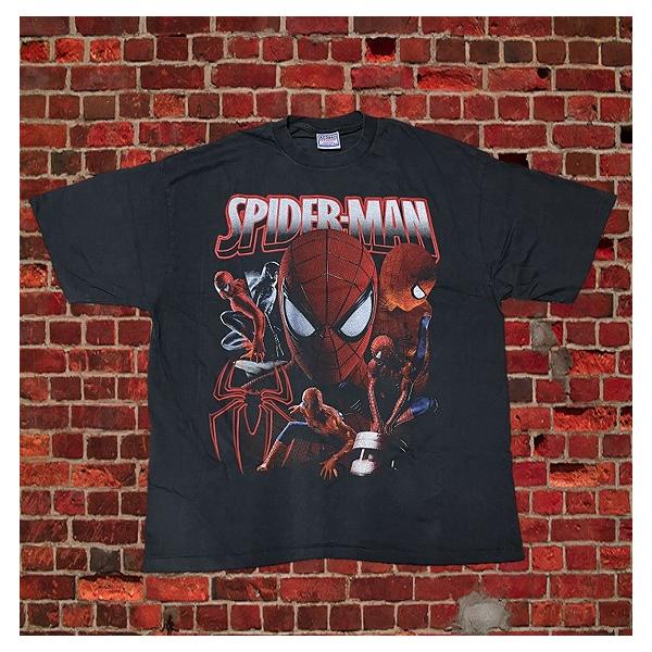 Spider-Man スパイダーマン Tシャツ 映画T アニメT 半袖 メンズ XL ブラック 黒 キャラクター デザイン ストリート 人気 おしゃれ マーベル ファン必見