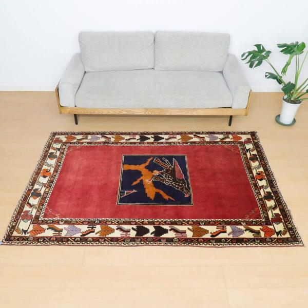 ギャッベ オールド カシュガイ 210×138cm 手織り イラン製 ウール100