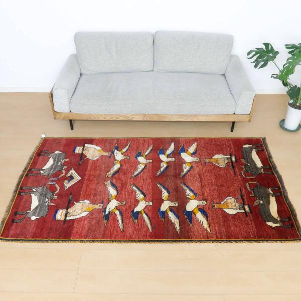 ペルシャ絨毯 カシュガイ ウール 手織り　オールド　イラン ギャッベ オールド カシュガイ 214×118cm 手織り イラン製 ウール100