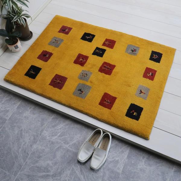 ギャッベ/ラティーフ 120×86cm イラン産 手織り リビング ギャッベ/ラティーフ 120×86cm イラン産 手織り リビング