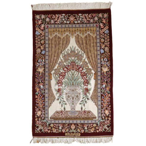 ペルシャ絨毯 クム産 イラン カーペット ラグ 131cm×201cm ペルシャ絨毯 イラン じゅうたん・クム産 132×80cm 手織り ウール
