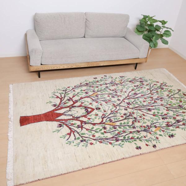 ギャッベ／ルリバフ 251×154cm イラン産 手織り リビング ウール ラグ