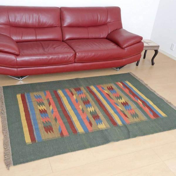 キリム　ラグ キリム ラグ マット ネイティブ柄 感触 アウトドア テント