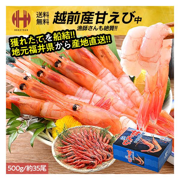 甘エビ 甘えび 中 子持ち 刺身 500g 冷凍 越前甘エビ 越前産 福井県産 船凍甘えび 年末 年末年始 年内発送 年内 お取り寄せ ごちそう グルメ 海鮮本製品の越前産甘エビは「越前蟹」や「若狭ぐじ」と共に、福井県を代表する海の幸の一つ...