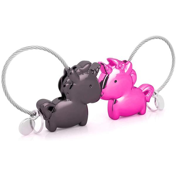 ペアキーホルダー Natuo カップル キーホルダー ペア お揃い かわいい キーリング 鍵 動物 磁気のキス 名前入り ペンダント ネックレス 記念 彼氏 彼女へのプレゼント ブラック ピンク ユニコーンの価格と最安値 おすすめ通販を激安で