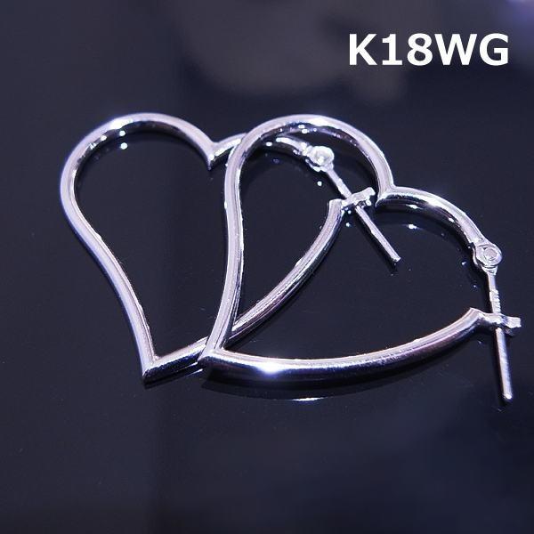 注文☆K18WG（K18YG） 特大 オープンハートフープピアス□959 : 959