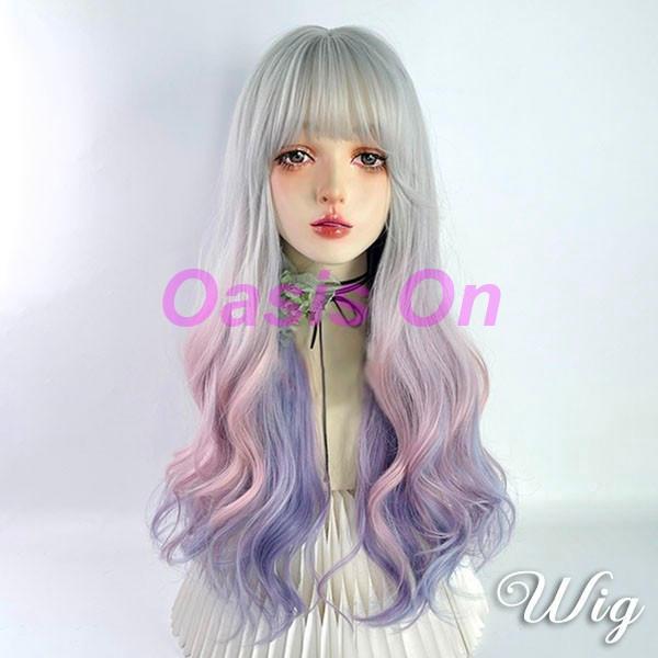 レディース 部分ウィッグ ライトパープル ロングウィッグ 箱付き