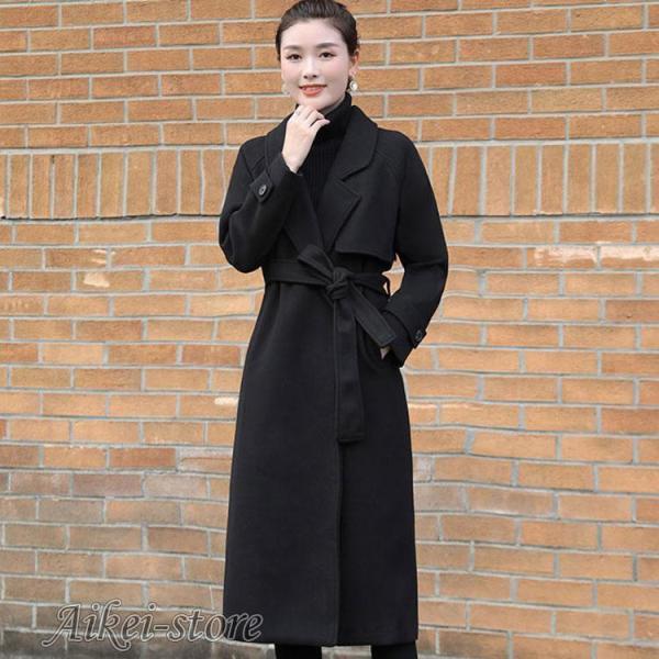 トレンチコート レディースコート 秋冬 ラシャコート ロングコート