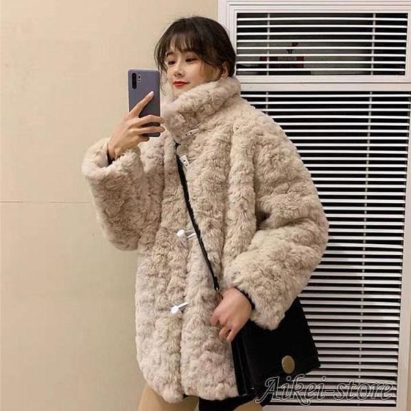 ブラウン 毛皮コート ボタン付き 秋冬 レディース ファーコート 毛皮コート レディースコート フェイク