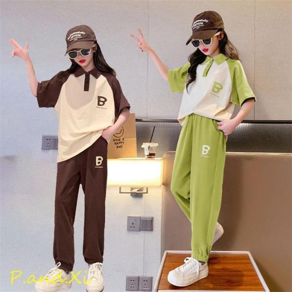 セットアップ 子供服 2点セット キッズ 半袖 女の子 ブラウス 春秋 上下セット トップス polo ガウチョパンツ 子供 ロングパンツ おしゃれ 可愛い カジュアル おしゃれ 可愛い 薄手 ガールズ 新品 120 130 140 150...