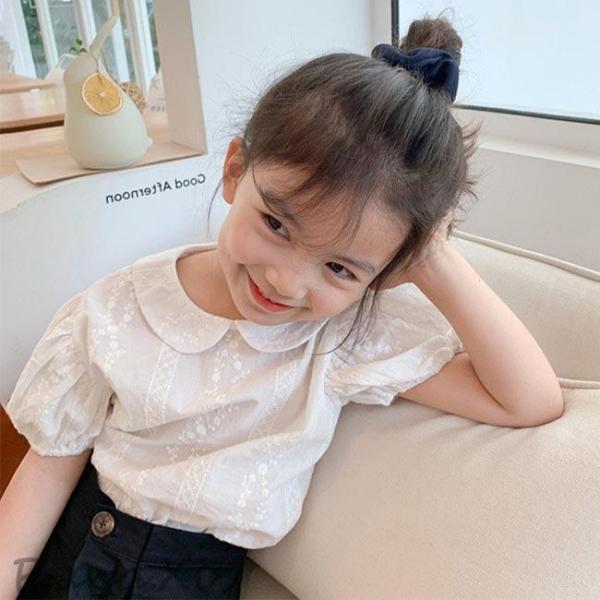女児 ブラウス 半袖 子供 レースブラウス 白 夏 女の子 サマーブラウス キッズ 半袖ブラウス おしゃれ 姫系 ジュニア トップス 薄手女の子用のサマーブラウスが新入荷清潔感たっぷりのホワイトの色チョイスは着まわし力もおしゃれ度も高い生地...