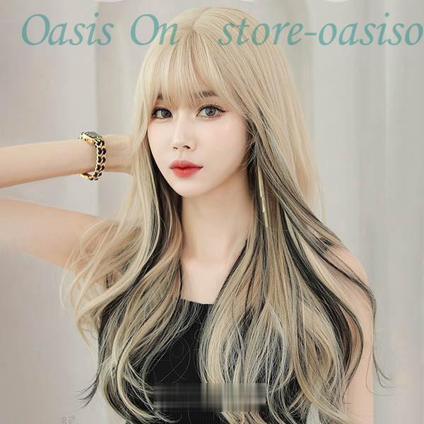 ウィッグ レディース メッシュ フルウィッグ ネット付 金 黒 インナー