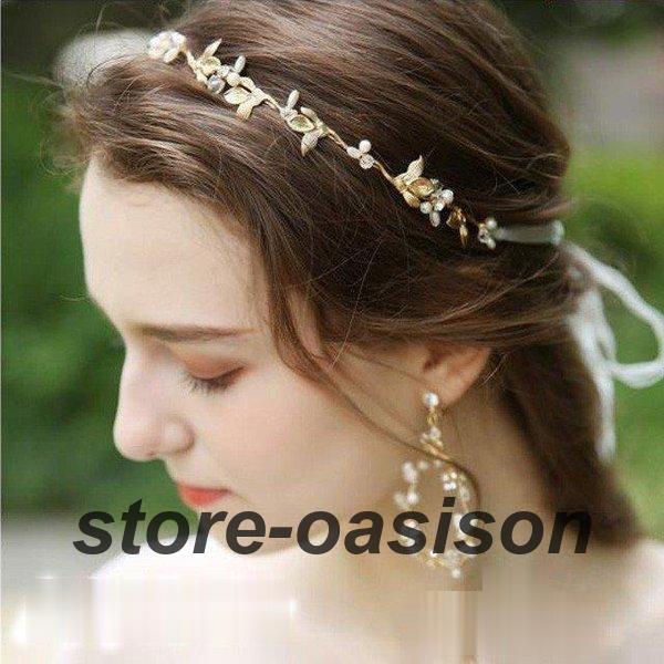 ヘッドアクセサリー リボンカチューシャ ヘッドドレス ウエディング ブライダル ヘッドピース ヘアアクセサリー 髪飾り パーティー華奢 アクセ