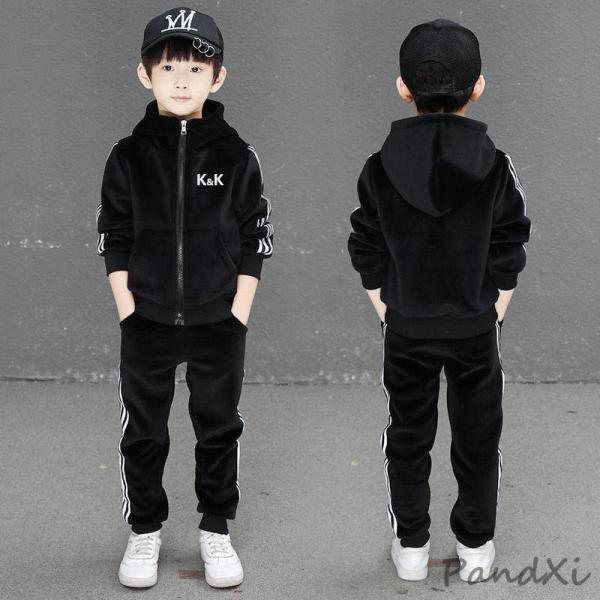 子供ジャージ 上下セット スウェット コーデュロイ セットアップ パーカー トレーニングウェア　スポーツウェア　キッズ　男の子 ジュニア  ■素材：ポリエステル■サイズ：（単位：cm）120：着丈43　袖丈40　バスト76　パンツ丈65　ヒ...