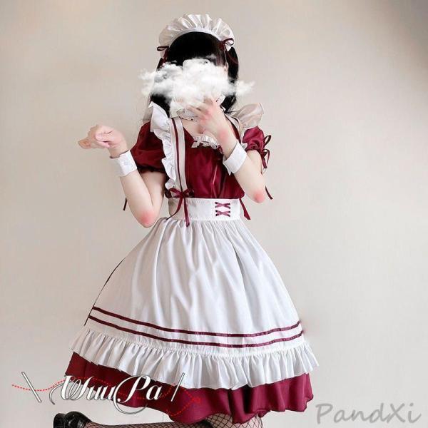 メイド服 ワンピース エプロン リボン 仮装 レディース 可愛い