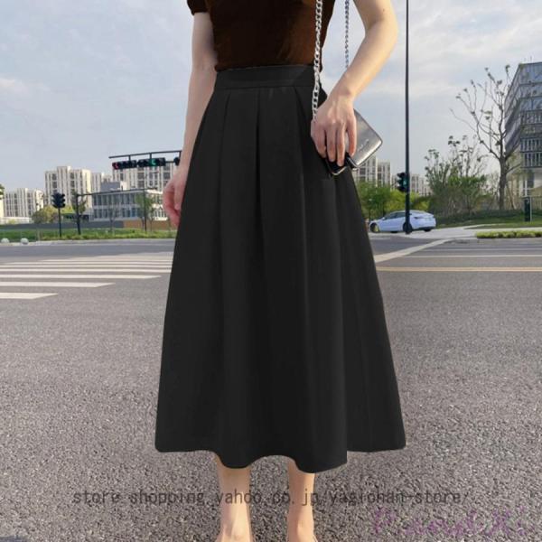 スカート レディース 通勤 ミモレ丈スカート オフィス ロングスカート 結婚式 春秋冬 薄手 レジャー 着痩せ ウェストゴム 春用スカート オシャレ 膝丈