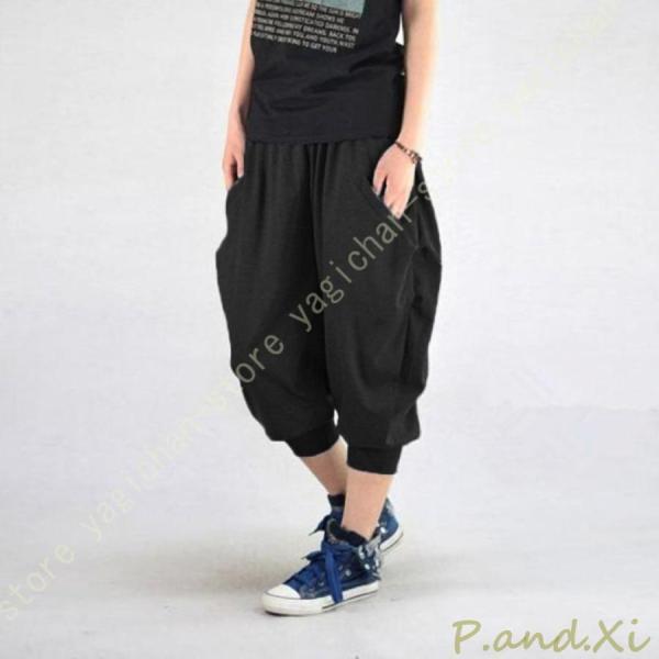 ショートサルエルパンツ メンズ 七分丈 ショート 夏 ハーフ ダンス