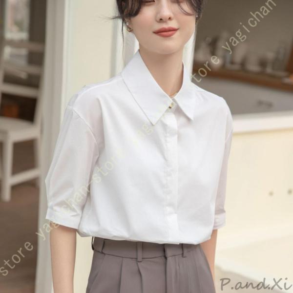 シャツブラウス レディース トップス 半袖 夏 カジュアル オフィス