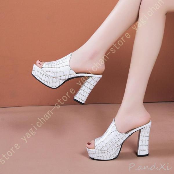 サンダル レディース ミュール ハイヒール 痛くない 脱げない 靴