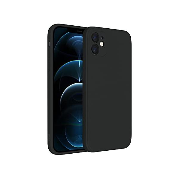 [BlueSea] iPhone XS/X 専用 カラーシリコンケース 一体型レンズ保護 耐衝撃 ワイヤレス充電対応 ガラスフィルム付属 ブラック b