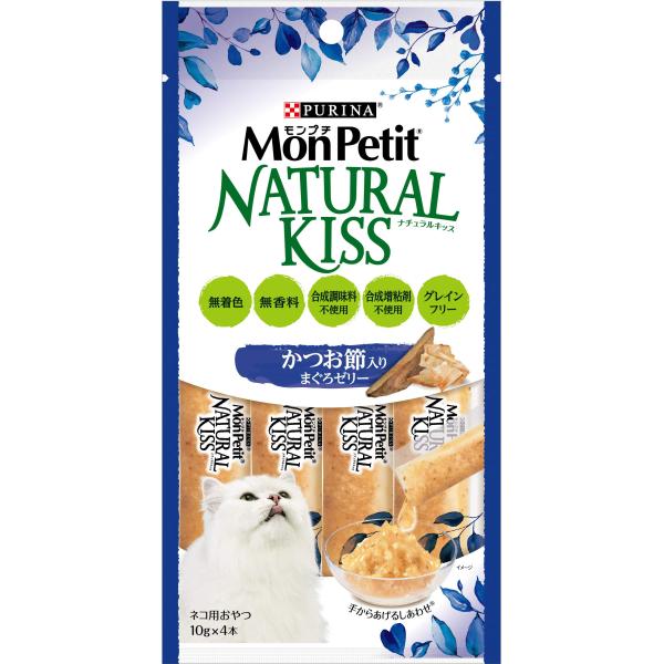 モンプチ ナチュラルキッス 猫用おやつ かつお節入りまぐろゼリー(10g x 4本)×5袋 (まとめ買い)