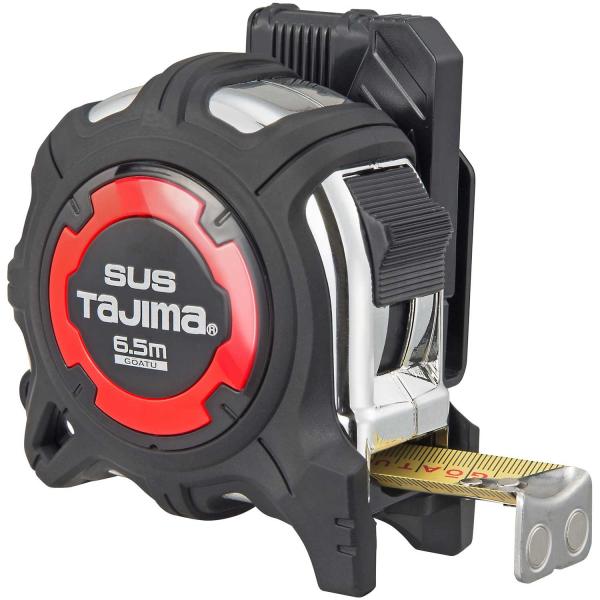 タジマ(Tajima) コンベックス 剛厚ステンレステープ6.5m×25mm 剛厚セフGステンロックマグ25 GASFGSLM25-65 ・テープ:両面剛厚イエローテープ・テープ幅:25mm・テープ長さ:6.5m・バネ:SUS301ステンレ...