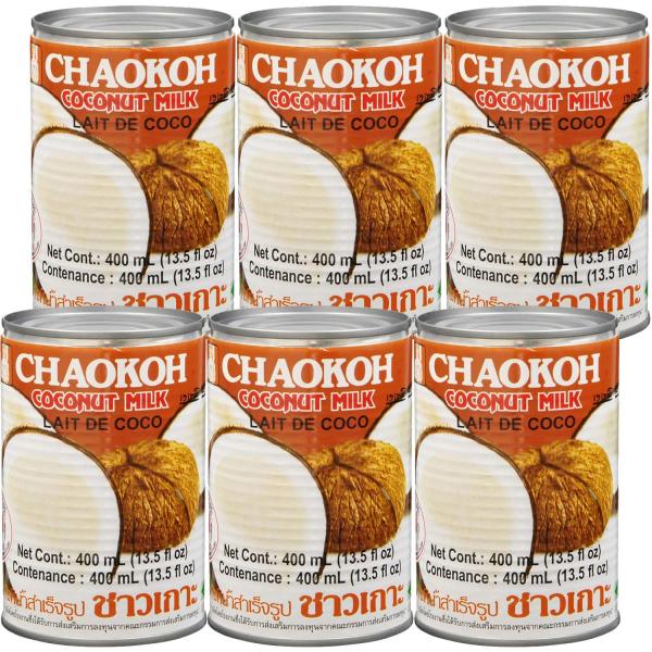 アライドコーポレーション チャオコー ココナッツミルク 400ml ×6個 ・たんぱく質1.9g、脂質18.6g、炭水化物78.2g、灰分0.3g、ナトリウム1.4mg、食塩相当量0g・カロリー:エネルギー186kcal/100g当たり・内...