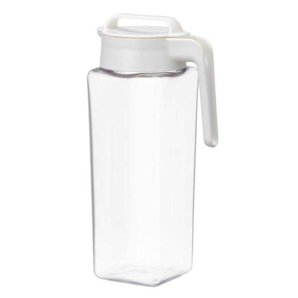 岩崎工業 ラストロウェア スクエア ピッチャー 冷水筒 耐熱 縦横置き 2.1L 日本製 麦茶ポット 冷茶 ボトル 冷水ポット お茶ポット 水出し 水出しコーヒー ウォーター ジャグ 横置き 広口 ホワイト K-1298 WH ・ドアポケッ...